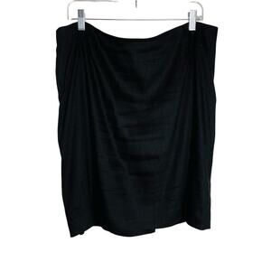 Alberto Makali Womens Linen Blend Skirt Sz 16 Black Straight Career Office Lined